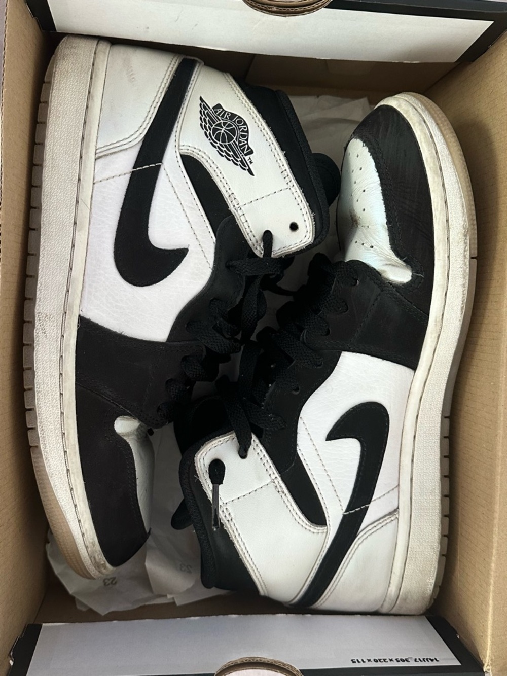 Jordan Black and White Mid-Top Sneakers (Diamond 1s)